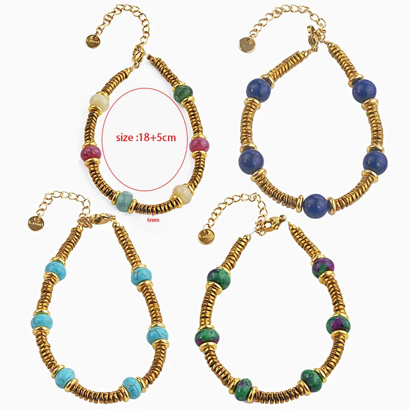Colorful Natural Stone Beads Chain Bracelets for Women - Trendy Jewelry Gift
