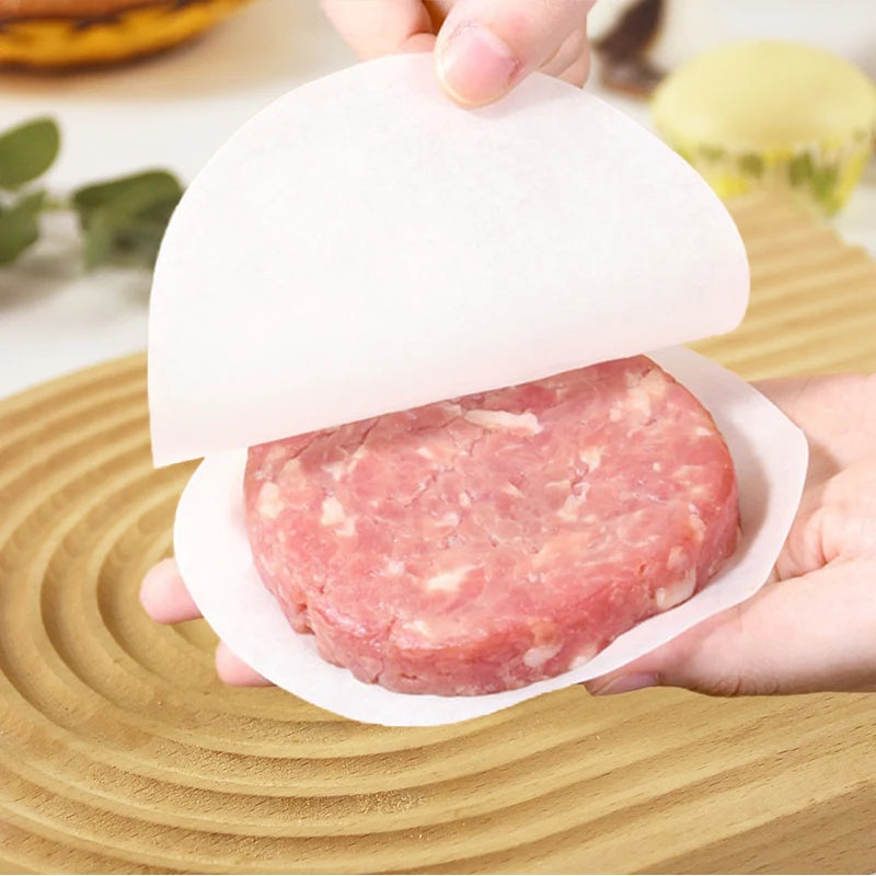100pcs Hamburger Patty Wax Paper Sheets for Baking & Burger Press - Oil & Food Wrap