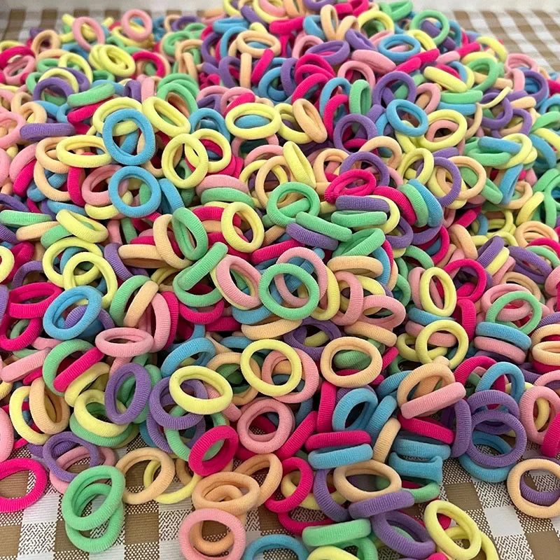 Kids Hair Bands Set - Colorful Nylon Scrunchies and Elastic Hair Ties for Children