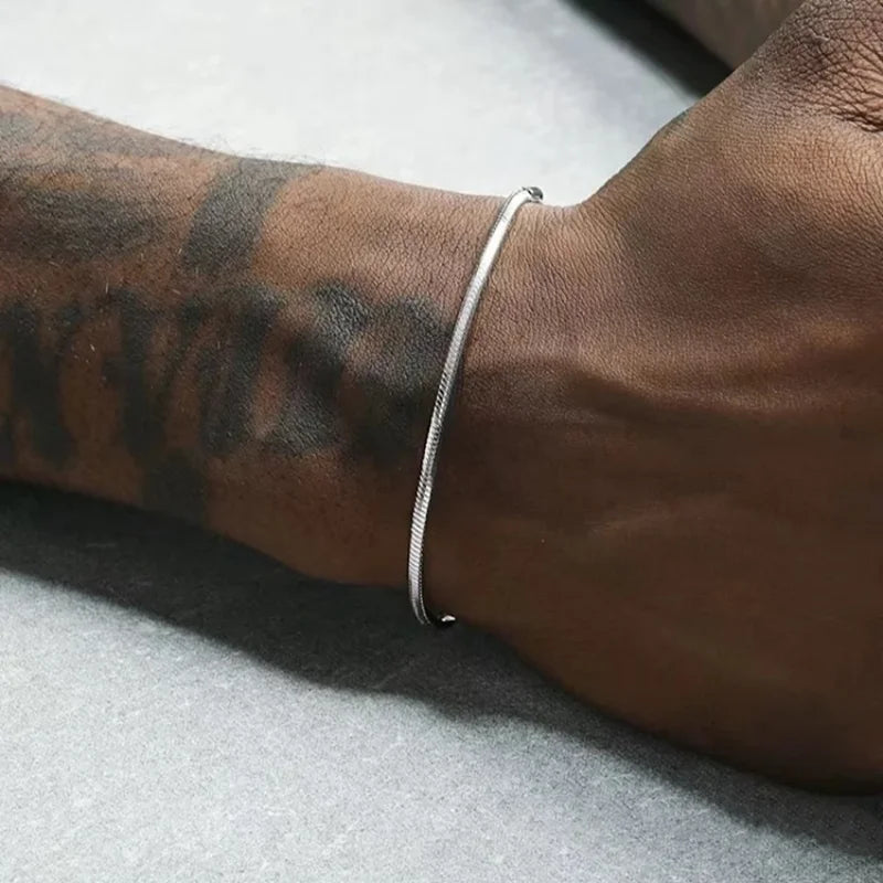 925 Sterling Silver Snake Chain Bracelet Men Women Hip Hop Jewelry 16-23cm