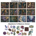 52Pcs Gothic Midnight Garden Scrapbook Paper & Sticker Set for Arts Crafts & Holiday Projects