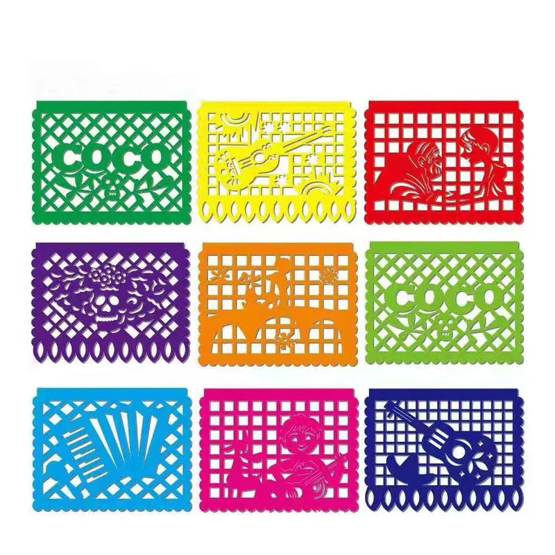 Mexican Theme Party Banner Felt Flags for Day of The Dead & Birthdays
