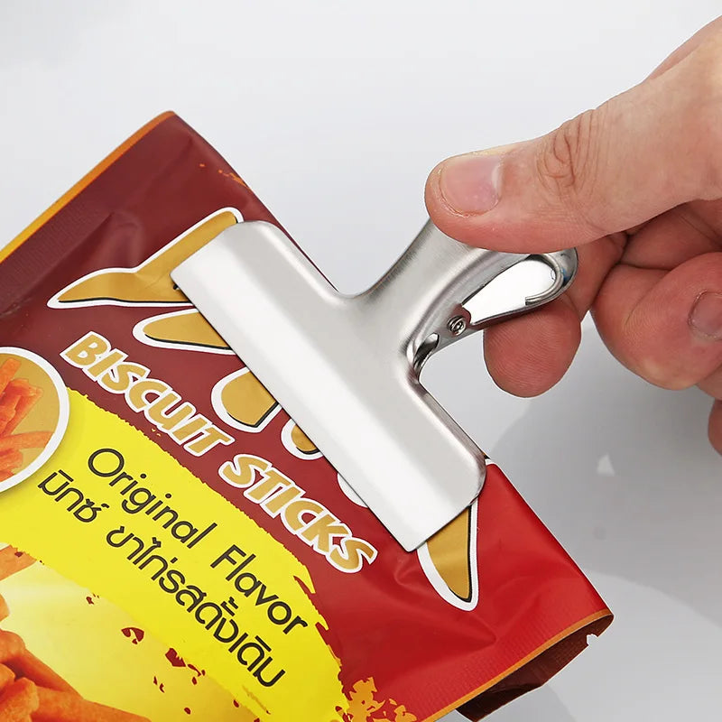 Heavy Duty Stainless Steel Bag Clips - Food Sealing Clamps for Kitchen & Office