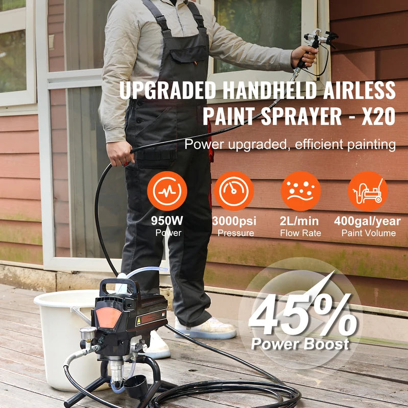 Electric Airless Paint Sprayer 750W 3000 PSI Handheld Professional Coating