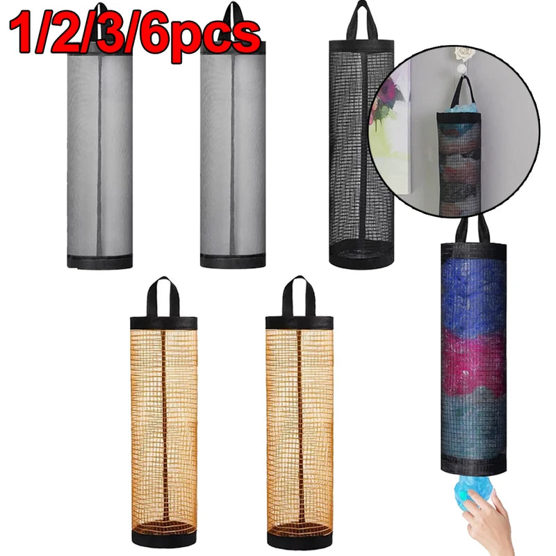 Wall Mount Plastic Grocery Bag Holder Dispenser Kitchen Storage Organizer