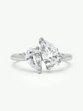 Sterling Silver Water Drop Ring with Sparkling Clear Pears for Women - Wedding Gift Jewelry