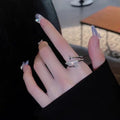 Personalized Light Luxury Zircon Three Circle Nail Opening Ring for Women