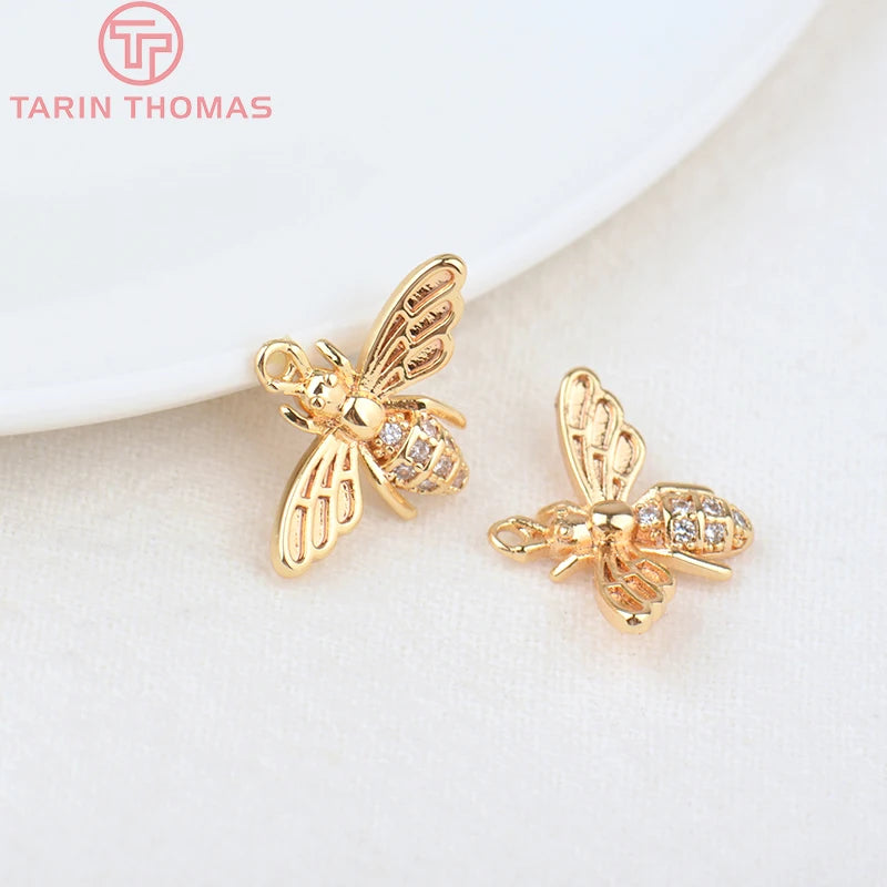 12x16mm Gold Color Brass Bee Charm Pendant for Jewelry Making