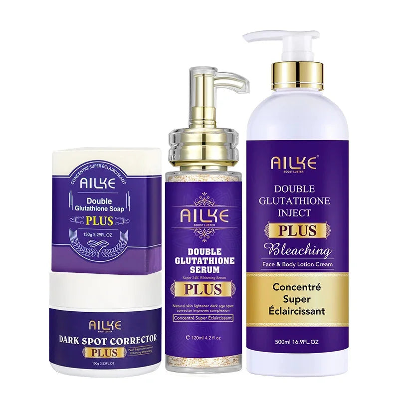 Glutathione Skin Care Set with Lightening Lotion and Moisturizer for Men and Women