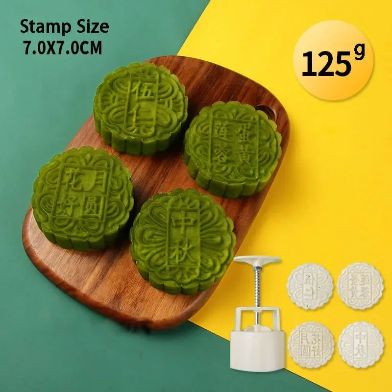 Mooncake Mold Set for Chinese Festival Baking - Multi-Color Plastic Cookie Cutter
