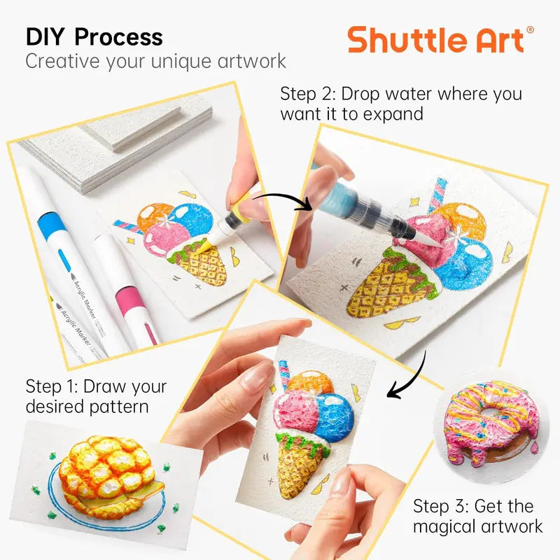 3D Puffy Foam Texture Art Paper Set for Kids DIY Craft and Painting