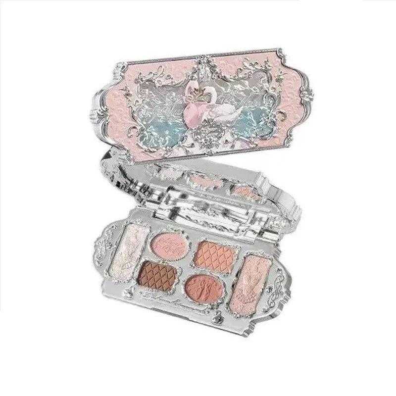 Flower Knows Black Swan Ballet Eye Shadow Palette 6 Colors Matte Shimmer Glitter