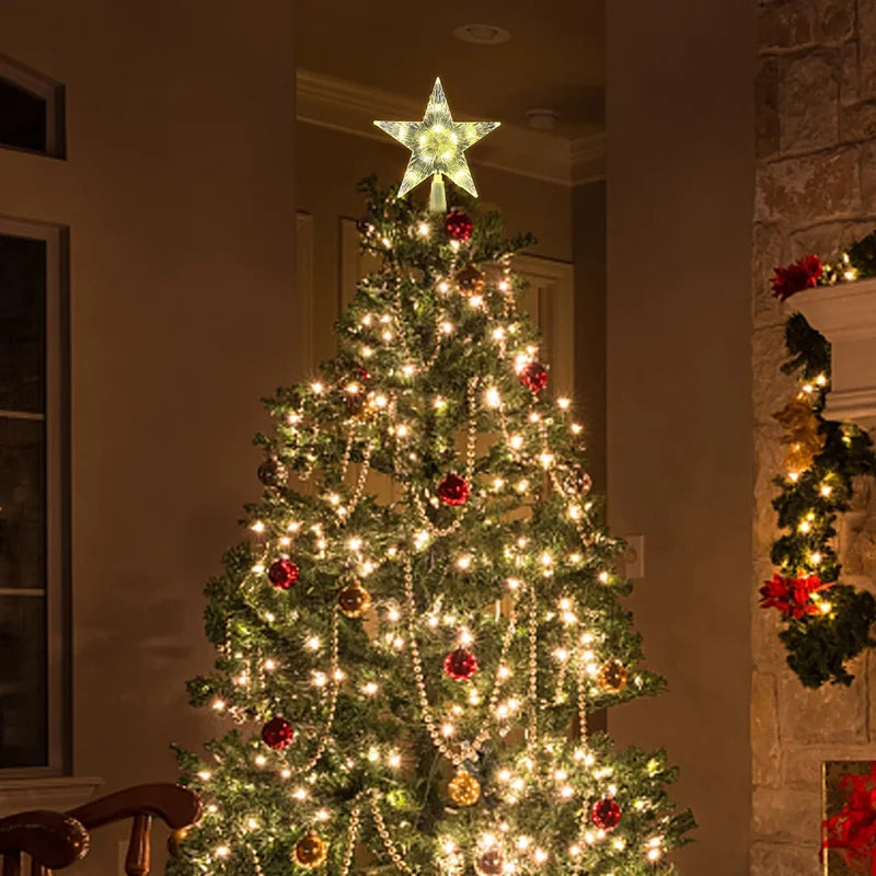 15cm LED Christmas Tree Top Star Light - Glowing Xmas Tree Decoration