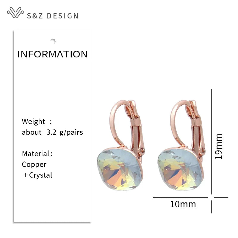 Colorful Crystal Dangle Earrings for Women Wedding Engagement Jewelry