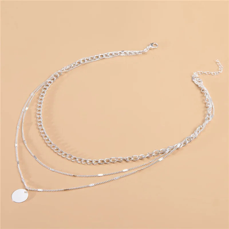 Vintage Necklace on Neck Chain Women's Jewelry Layered Accessories for Girls