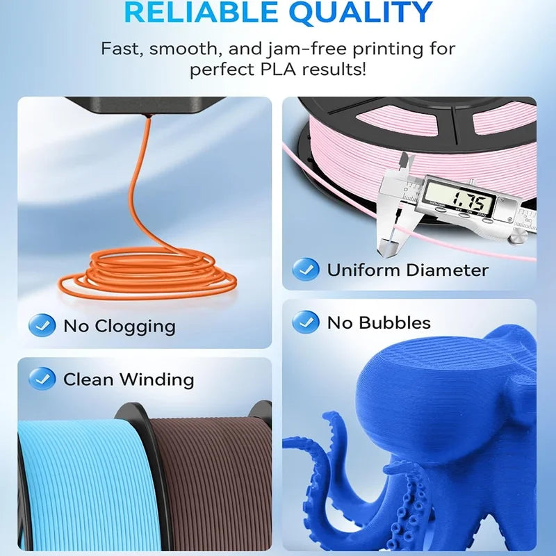 High-Quality 3D Printer Filament Set 1.75mm Matte PLA & PETG Multiple Colors