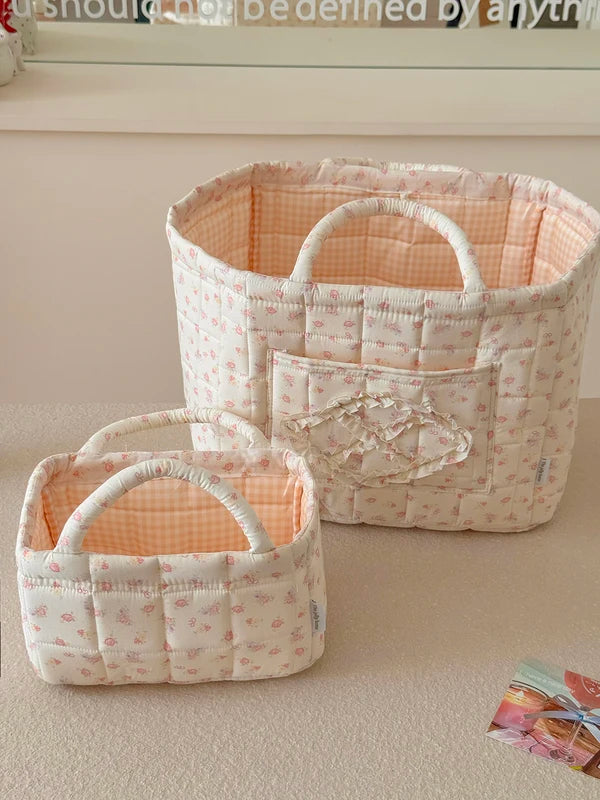 Large Capacity Flower Organizer Basket with Handle - Home Storage Bin