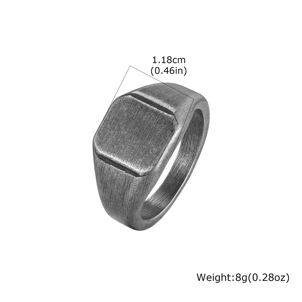 Stainless Steel Signet Ring for Men - Chunky Square Band 11.8mm Wide Gift