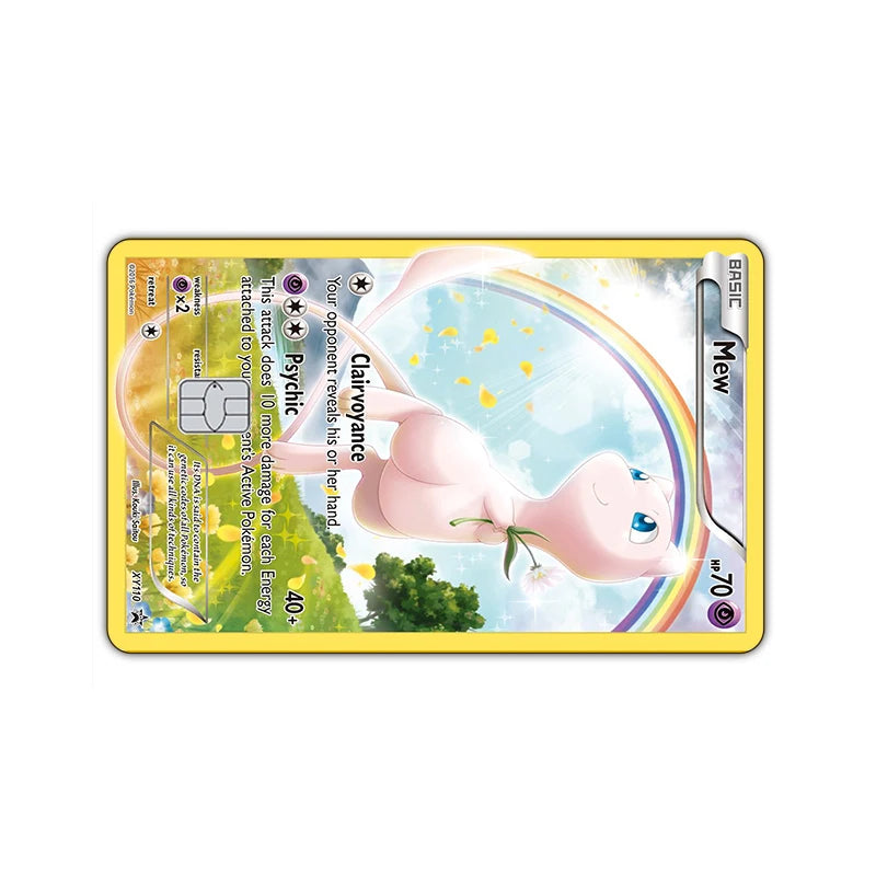 2PCS PVC Credit Card Stickers for Anti-Degaussing Pocket Monsters Mew Series