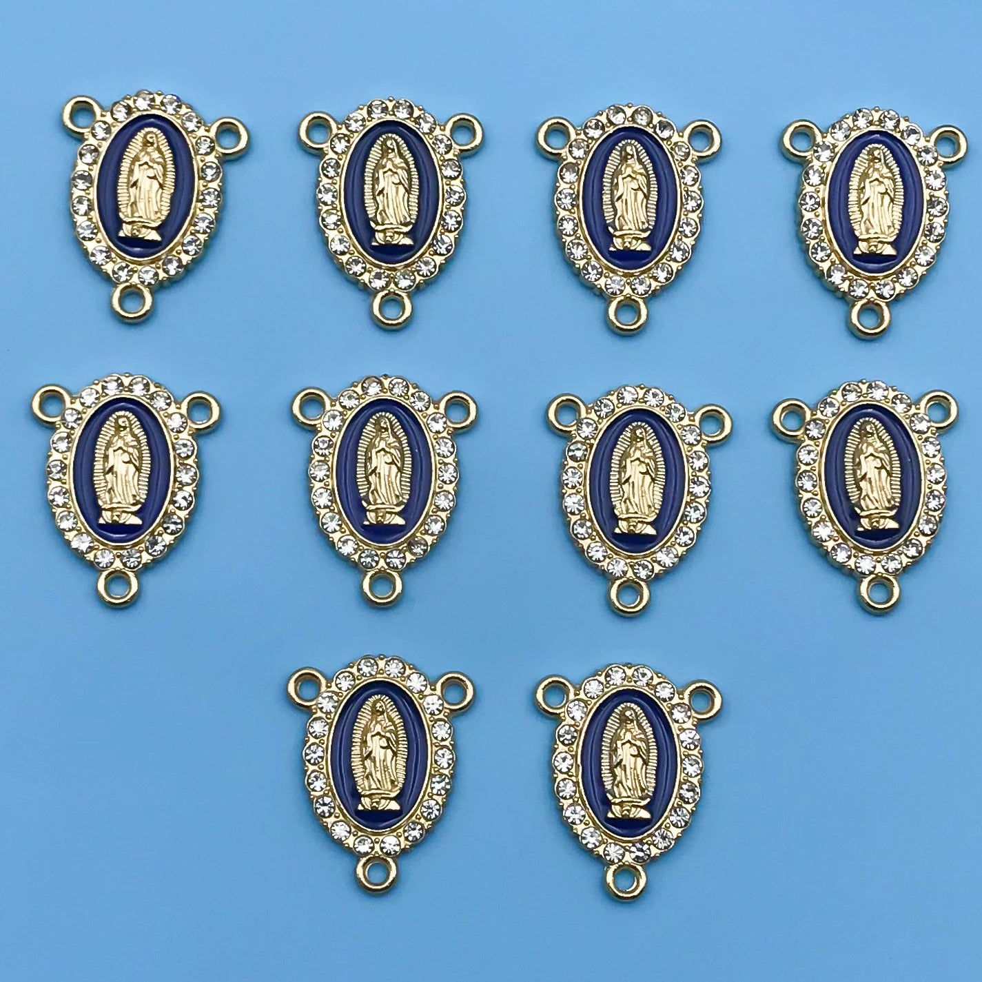 10/12Pcs Rhinestones Enamel Virgin Mary Charms for Jewelry Making Findings & Crafting
