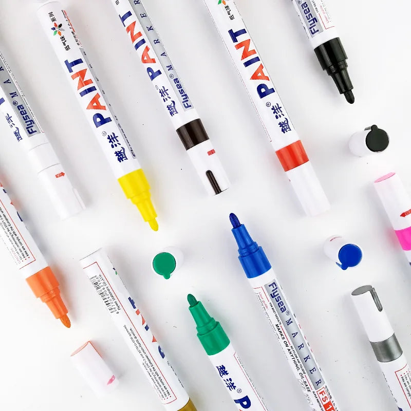 12 Color Waterproof Permanent Paint Marker Pen for Car Tyres & Surfaces