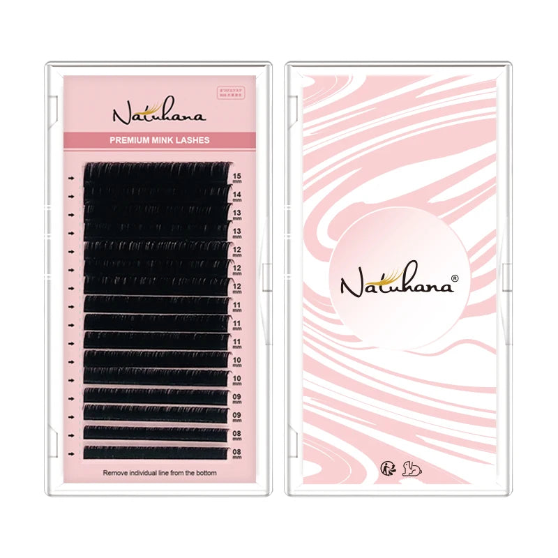 Natural Mink Eyelash Extensions Mix 8-15mm Handmade Korean PBT Faux Lashes