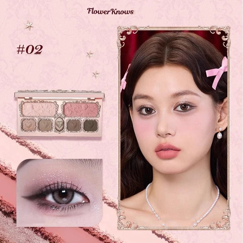 Flower Knows Makeup Swan Ballet Eyeshadow Palette Natural Nude Glitter Matte Shades