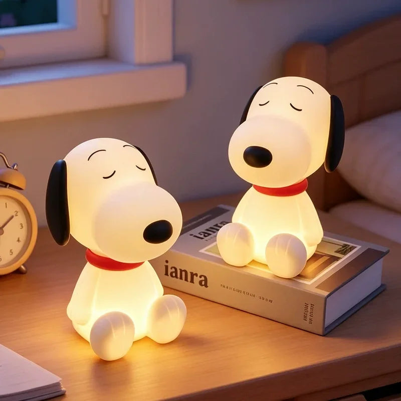 Snoopy Night Light Dimmable Bedside Lamp Cartoon Bedroom Decor Rechargeable Timer Cute Gift