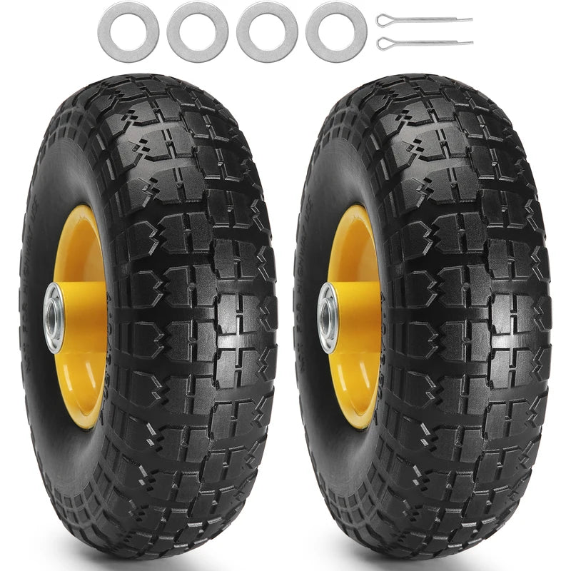 10-Inch Solid PU Run-Flat Tires and Wheels for Dollies Garden Trailers