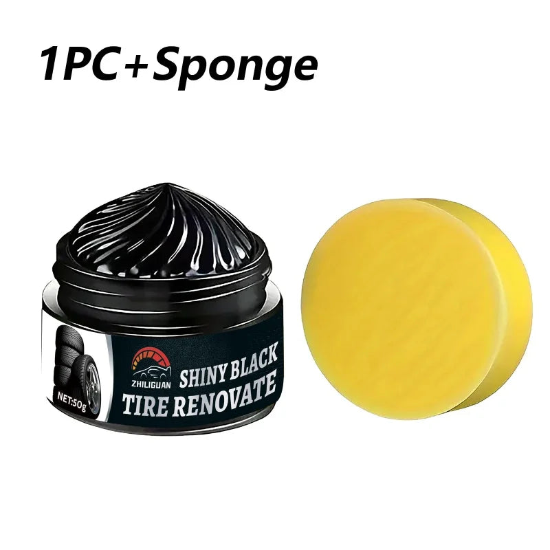 Car Tire Polishing Wax with UV Protection Waterproof Coating - Restores Black Finish