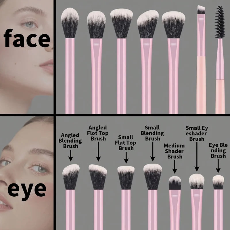 Professional Makeup Brush Set 13 Pcs Face & Eye Brushes for Foundation Concealer Eyeshadow