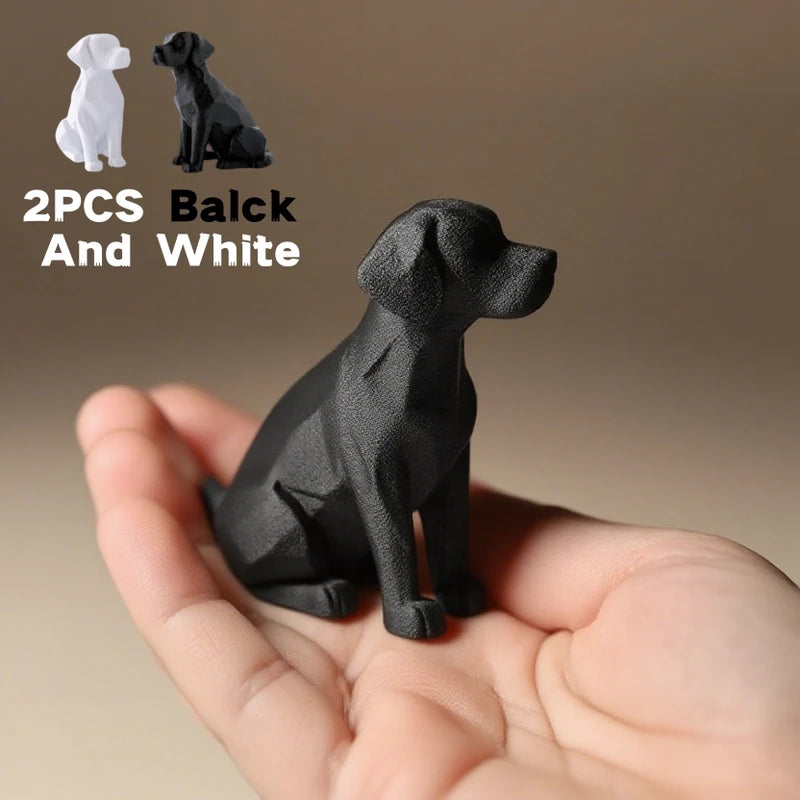 2 Pack 3D Printed Abstract Polygon Labrador Small Ornaments for Indoor Outdoor Decor