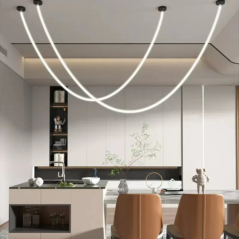 Nordic Long Line Pendant Lighting Modern LED Chandelier for Restaurant Cafe Bar Dining Room