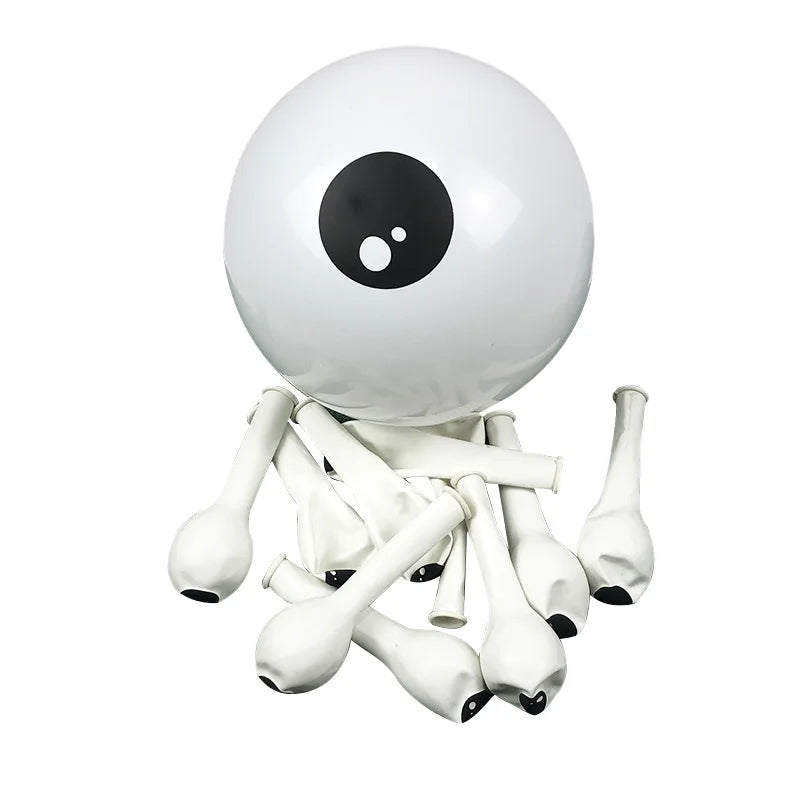 Halloween Latex Balloons with Eye Design - 50/30/20/10Pcs White & Black Party Decorations