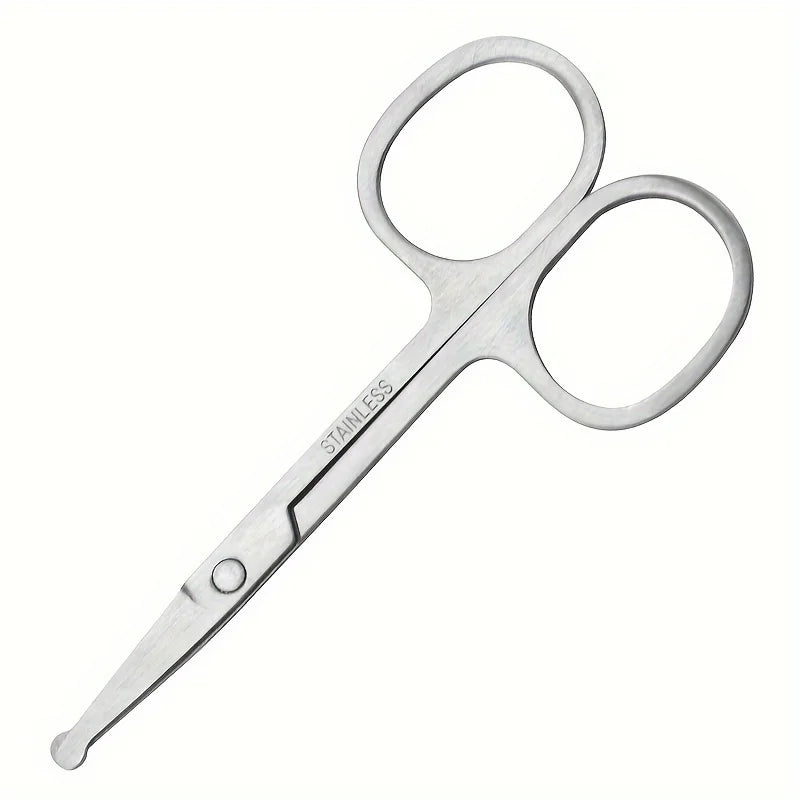 Precision Round Head Trimming Scissors for Nose Hair Grooming - Personal Care Tools