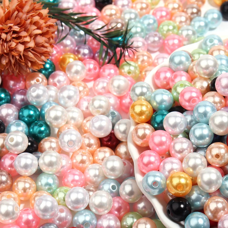 50-1000pcs Assorted Round Imitation Pearl Beads for Jewelry Making - Spacer Beads for DIY Bracelets and Necklaces