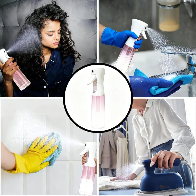 Refillable Spray Bottle 200/300ml Fine Mist Continuous Spray for Hair & Garden