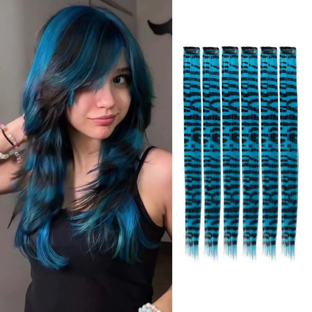 6PCS Colorful Long Straight Clip-In Hair Extensions for Daily & Party Use