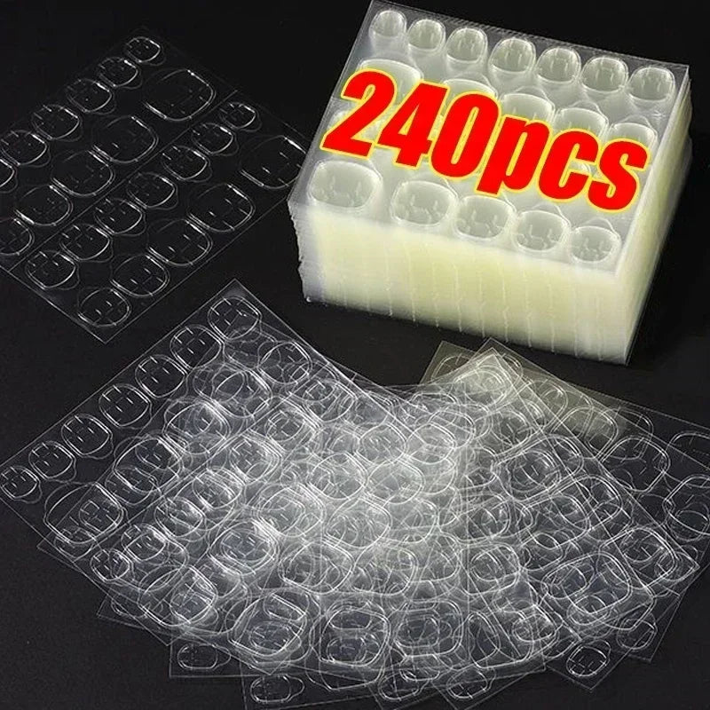 10-Pack Transparent Jelly Nail Tips Sticker with Double-Sided Gel Nail Glue for Press-On Nails