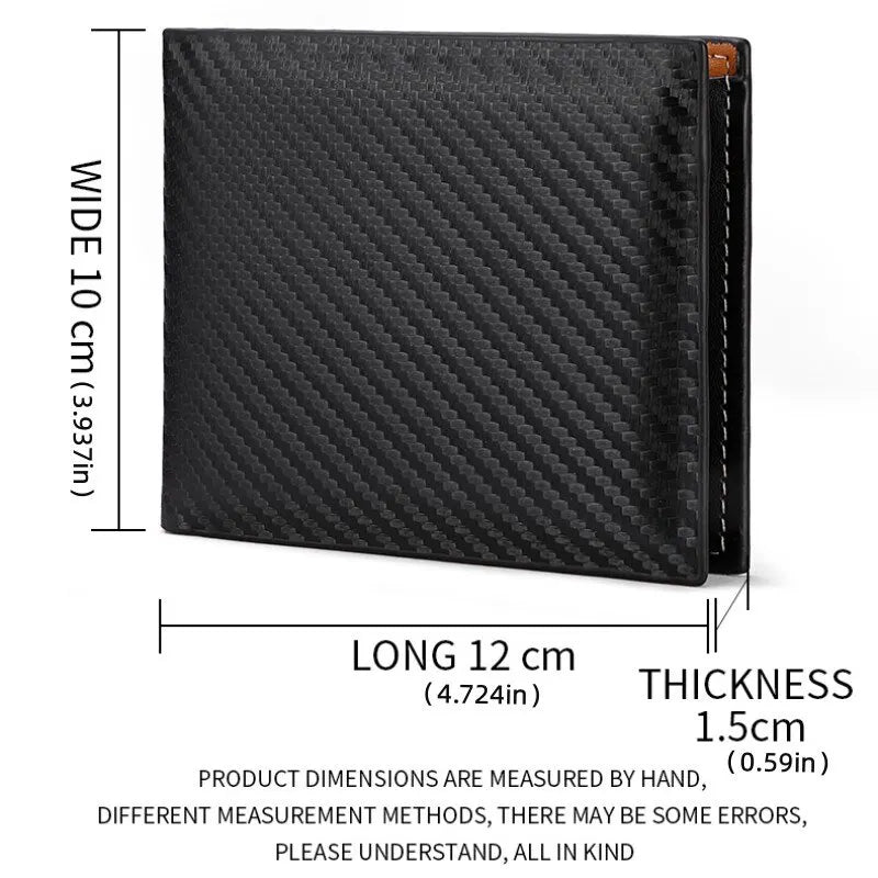 Men's Carbon Fiber Wallet with Zipper Change Holder - Slim Card & Bill Organizer