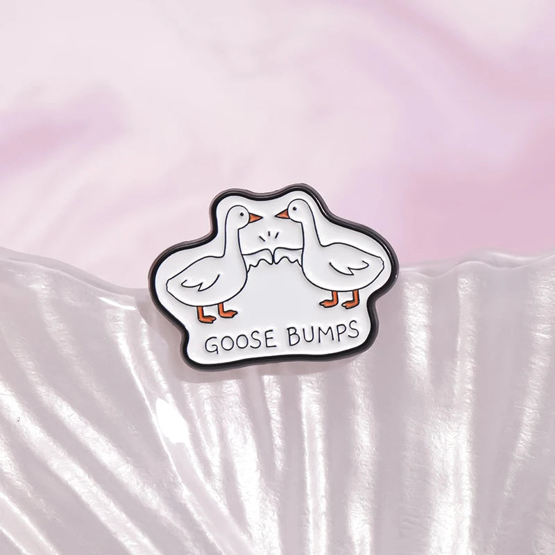 Cute Goose Bumps Enamel Pins - Cartoon Animal Brooches for Backpack & Hat