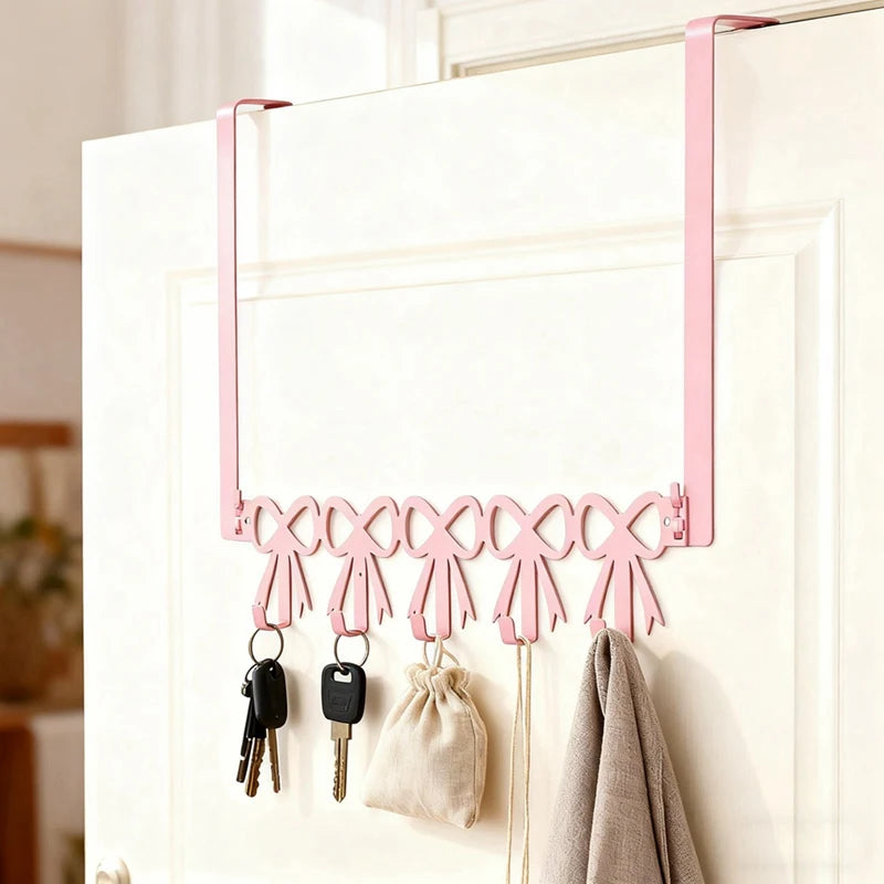Pink Over The Door Hooks Hanger Wall Mount Towel Organizer 5 Hooks