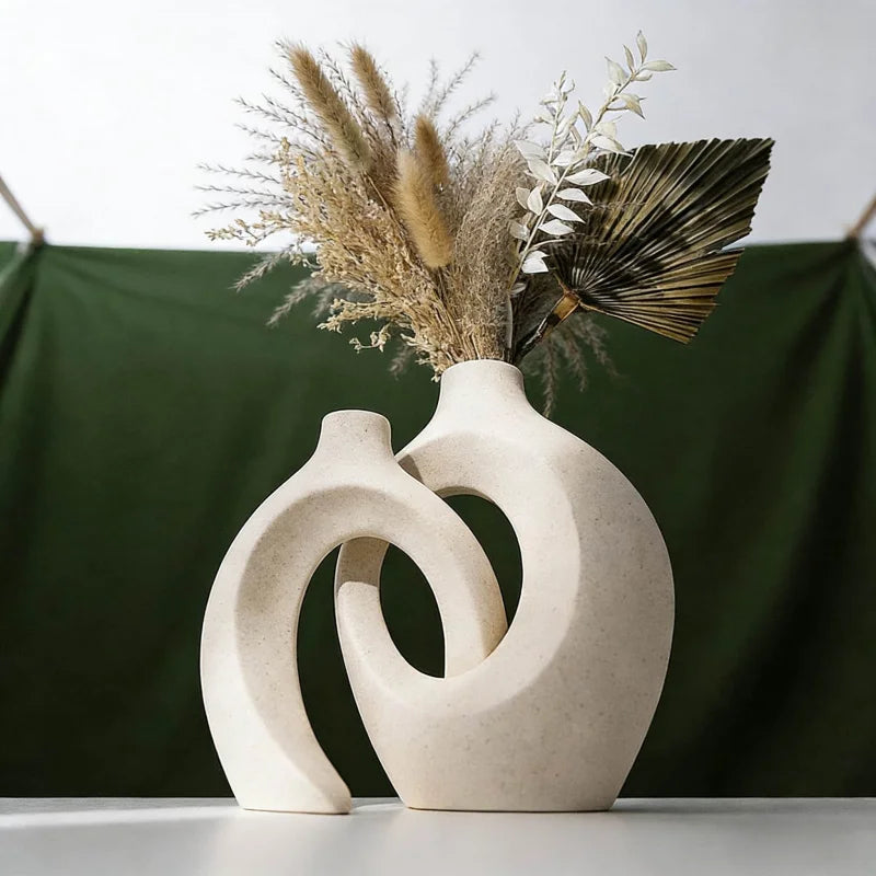 Imitation Ceramic Vase Set - Modern Minimalist Flower Display for Living Room Decor