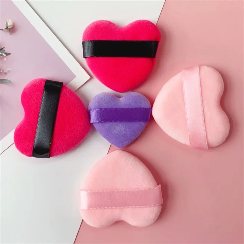 Heart-Shaped Velvet Makeup Puff Set - Soft, Skin-Friendly Cosmetic Sponges
