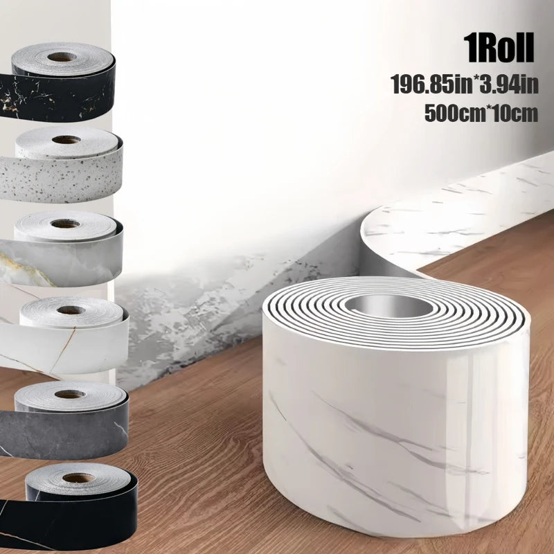 Self-Adhesive PVC Marble Baseboard Sticker Waterproof Skirting Protector for Corners & Windowsills