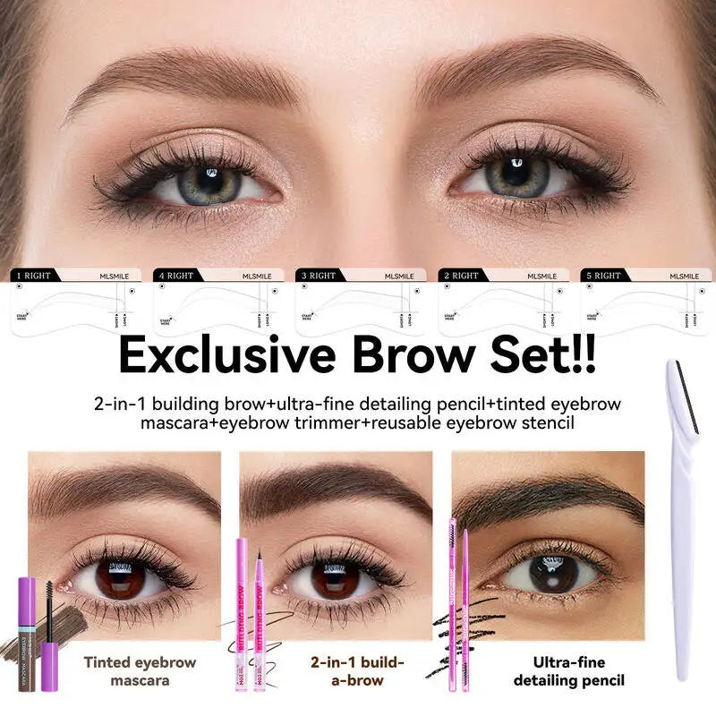 2-in-1 Eyebrow Shaping Pencil & Razor Set with Dual-Ended Dye Pen - Multiple Colors