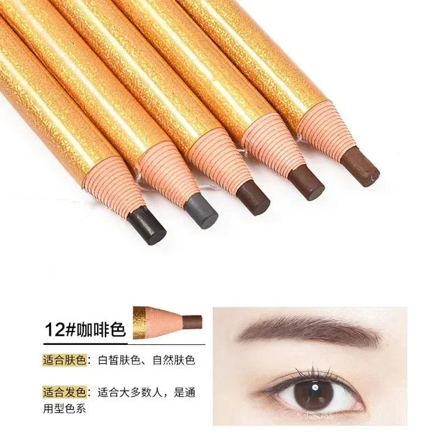 12pcs Waterproof Eyebrow Pencil Set - Natural Microblading & Semi-Permanent Tattoo Makeup Tools