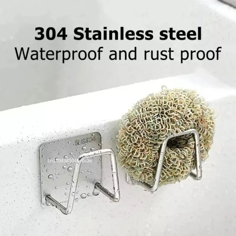 Stainless Steel Sink Sponge Holder Rack Wall Mount Organizer Kitchen Drainage