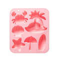 6-Cavity Tropical Beach Silicone Mold for Candy Chocolate Cake Decorations