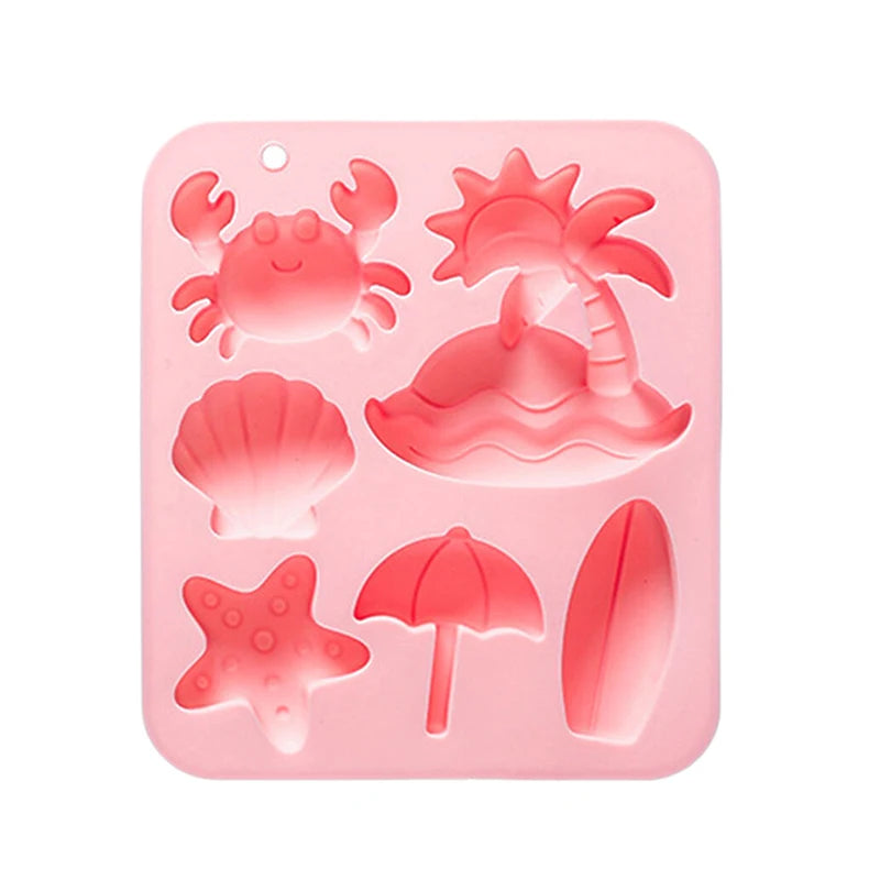 6-Cavity Tropical Beach Silicone Mold for Candy Chocolate Cake Decorations